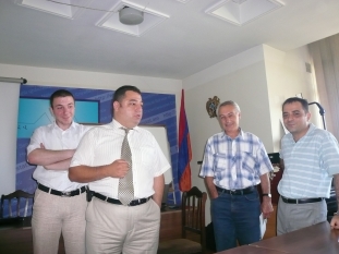 Vahe Mambreyan and the managers of NSS divisions are discussing the  Action Plan of the National Statistical Master Plan (Yerevan, 25.06.2010)