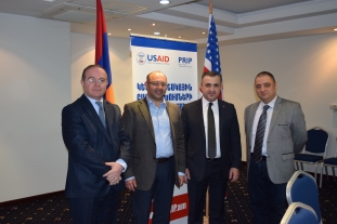 Vardan Aghbalyan, Tachat Stepanyan (USAID), Artak Ghazaryan (Chemonics), Vahe Mambreyan